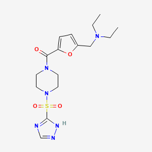 molecular formula C16H24N6O4S B7426693 [5-(diethylaminomethyl)furan-2-yl]-[4-(1H-1,2,4-triazol-5-ylsulfonyl)piperazin-1-yl]methanone 