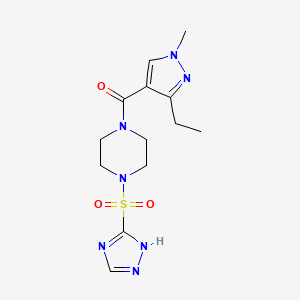 molecular formula C13H19N7O3S B7426702 (3-ethyl-1-methylpyrazol-4-yl)-[4-(1H-1,2,4-triazol-5-ylsulfonyl)piperazin-1-yl]methanone 