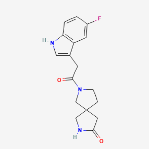 molecular formula C17H18FN3O2 B7426708 2-[2-(5-fluoro-1H-indol-3-yl)acetyl]-2,7-diazaspiro[4.4]nonan-8-one 