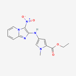 molecular formula C15H15N5O4 B7426761 Ethyl 1-methyl-4-[(3-nitroimidazo[1,2-a]pyridin-2-yl)amino]pyrrole-2-carboxylate 