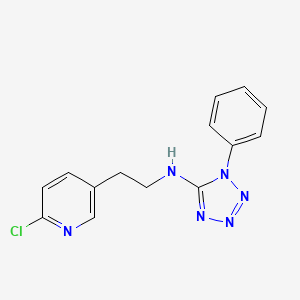 molecular formula C14H13ClN6 B7426765 N-[2-(6-chloropyridin-3-yl)ethyl]-1-phenyltetrazol-5-amine 