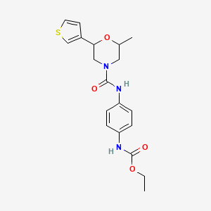 molecular formula C19H23N3O4S B7426777 ethyl N-[4-[(2-methyl-6-thiophen-3-ylmorpholine-4-carbonyl)amino]phenyl]carbamate 