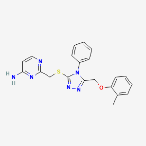 2-[[5-[(2-Methylphenoxy)methyl]-4-phenyl-1,2,4-triazol-3-yl]sulfanylmethyl]pyrimidin-4-amine