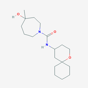 4-hydroxy-4-methyl-N-(1-oxaspiro[5.5]undecan-4-yl)azepane-1-carboxamide