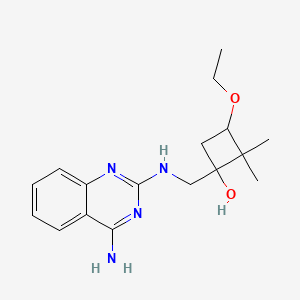 molecular formula C17H24N4O2 B7426900 1-[[(4-Aminoquinazolin-2-yl)amino]methyl]-3-ethoxy-2,2-dimethylcyclobutan-1-ol 