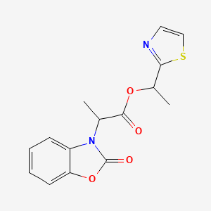 molecular formula C15H14N2O4S B7426910 1-(1,3-Thiazol-2-yl)ethyl 2-(2-oxo-1,3-benzoxazol-3-yl)propanoate 