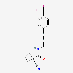 molecular formula C16H13F3N2O B7426916 1-cyano-N-[3-[4-(trifluoromethyl)phenyl]prop-2-ynyl]cyclobutane-1-carboxamide 