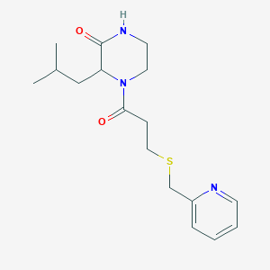 3-(2-Methylpropyl)-4-[3-(pyridin-2-ylmethylsulfanyl)propanoyl]piperazin-2-one