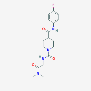 molecular formula C18H25FN4O3 B7426955 1-N-[2-[ethyl(methyl)amino]-2-oxoethyl]-4-N-(4-fluorophenyl)piperidine-1,4-dicarboxamide 