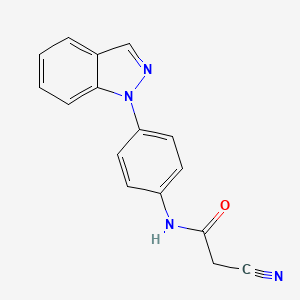 molecular formula C16H12N4O B7426958 2-cyano-N-(4-indazol-1-ylphenyl)acetamide 