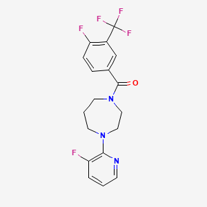 molecular formula C18H16F5N3O B7426997 [4-(3-Fluoropyridin-2-yl)-1,4-diazepan-1-yl]-[4-fluoro-3-(trifluoromethyl)phenyl]methanone 