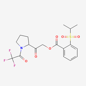 [2-Oxo-2-[1-(2,2,2-trifluoroacetyl)pyrrolidin-2-yl]ethyl] 2-propan-2-ylsulfonylbenzoate