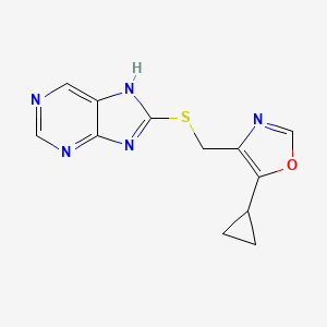 molecular formula C12H11N5OS B7427050 5-cyclopropyl-4-(7H-purin-8-ylsulfanylmethyl)-1,3-oxazole 