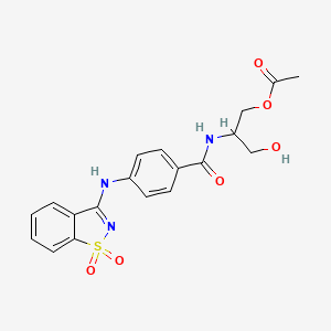 molecular formula C19H19N3O6S B7427057 [2-[[4-[(1,1-Dioxo-1,2-benzothiazol-3-yl)amino]benzoyl]amino]-3-hydroxypropyl] acetate 