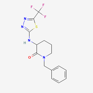 molecular formula C15H15F3N4OS B7427087 1-Benzyl-3-[[5-(trifluoromethyl)-1,3,4-thiadiazol-2-yl]amino]piperidin-2-one 