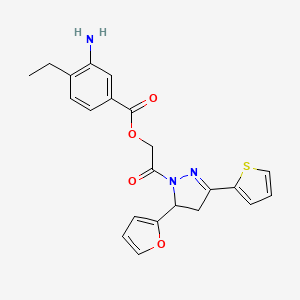 [2-[3-(Furan-2-yl)-5-thiophen-2-yl-3,4-dihydropyrazol-2-yl]-2-oxoethyl] 3-amino-4-ethylbenzoate