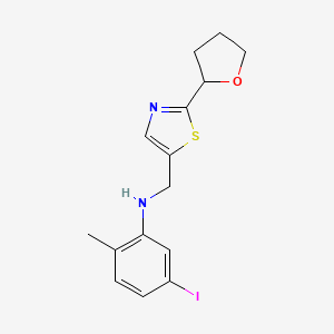 5-iodo-2-methyl-N-[[2-(oxolan-2-yl)-1,3-thiazol-5-yl]methyl]aniline