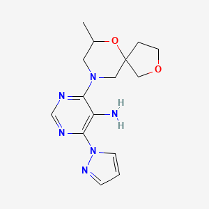 4-(7-Methyl-2,6-dioxa-9-azaspiro[4.5]decan-9-yl)-6-pyrazol-1-ylpyrimidin-5-amine