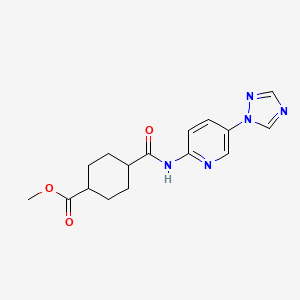 molecular formula C16H19N5O3 B7427297 Methyl 4-[[5-(1,2,4-triazol-1-yl)pyridin-2-yl]carbamoyl]cyclohexane-1-carboxylate 