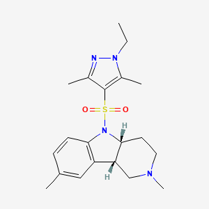 molecular formula C20H28N4O2S B7427320 (4aR,9bS)-5-(1-ethyl-3,5-dimethylpyrazol-4-yl)sulfonyl-2,8-dimethyl-3,4,4a,9b-tetrahydro-1H-pyrido[4,3-b]indole 