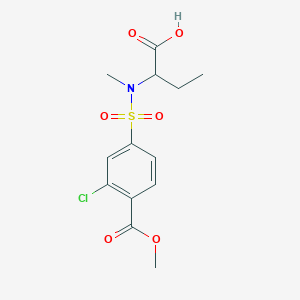 molecular formula C13H16ClNO6S B7427357 2-[(3-Chloro-4-methoxycarbonylphenyl)sulfonyl-methylamino]butanoic acid 