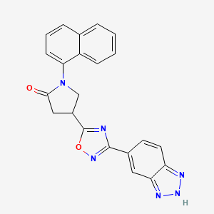 molecular formula C22H16N6O2 B7427369 4-[3-(2H-benzotriazol-5-yl)-1,2,4-oxadiazol-5-yl]-1-naphthalen-1-ylpyrrolidin-2-one 