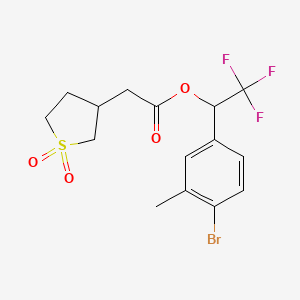 molecular formula C15H16BrF3O4S B7427376 [1-(4-Bromo-3-methylphenyl)-2,2,2-trifluoroethyl] 2-(1,1-dioxothiolan-3-yl)acetate 