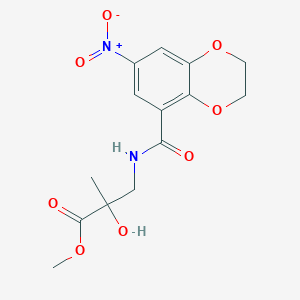 molecular formula C14H16N2O8 B7427392 Methyl 2-hydroxy-2-methyl-3-[(7-nitro-2,3-dihydro-1,4-benzodioxine-5-carbonyl)amino]propanoate 