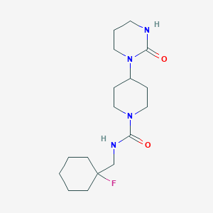 molecular formula C17H29FN4O2 B7427393 N-[(1-fluorocyclohexyl)methyl]-4-(2-oxo-1,3-diazinan-1-yl)piperidine-1-carboxamide 