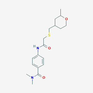 N,N-dimethyl-4-[[2-[(2-methyloxan-4-yl)methylsulfanyl]acetyl]amino]benzamide