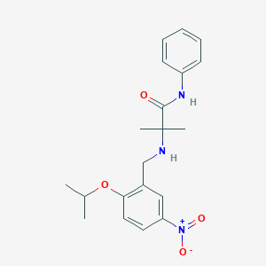 molecular formula C20H25N3O4 B7427427 2-methyl-2-[(5-nitro-2-propan-2-yloxyphenyl)methylamino]-N-phenylpropanamide 