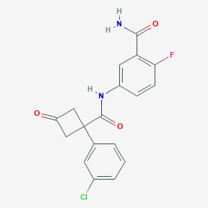 molecular formula C18H14ClFN2O3 B7427441 5-[[1-(3-Chlorophenyl)-3-oxocyclobutanecarbonyl]amino]-2-fluorobenzamide 