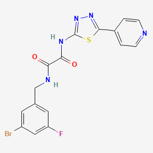 molecular formula C16H11BrFN5O2S B7427451 N-[(3-bromo-5-fluorophenyl)methyl]-N'-(5-pyridin-4-yl-1,3,4-thiadiazol-2-yl)oxamide 