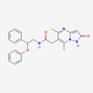 2-(5,7-dimethyl-2-oxo-1H-pyrazolo[1,5-a]pyrimidin-6-yl)-N-(2-phenoxy-2-phenylethyl)acetamide