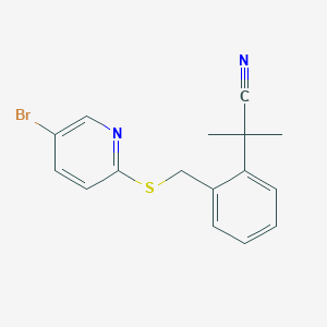 2-[2-[(5-Bromopyridin-2-yl)sulfanylmethyl]phenyl]-2-methylpropanenitrile