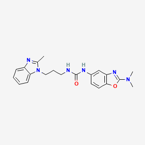 molecular formula C21H24N6O2 B7427481 1-[2-(Dimethylamino)-1,3-benzoxazol-5-yl]-3-[3-(2-methylbenzimidazol-1-yl)propyl]urea 