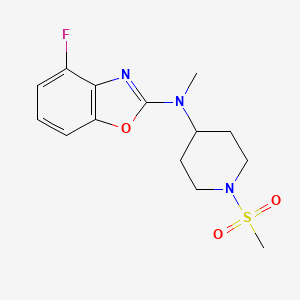 molecular formula C14H18FN3O3S B7427531 4-fluoro-N-methyl-N-(1-methylsulfonylpiperidin-4-yl)-1,3-benzoxazol-2-amine 