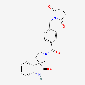 molecular formula C23H21N3O4 B7427570 1-[[4-(2-oxospiro[1H-indole-3,3'-pyrrolidine]-1'-carbonyl)phenyl]methyl]pyrrolidine-2,5-dione 