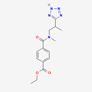 molecular formula C15H19N5O3 B7427590 ethyl 4-[methyl-[2-(2H-tetrazol-5-yl)propyl]carbamoyl]benzoate 