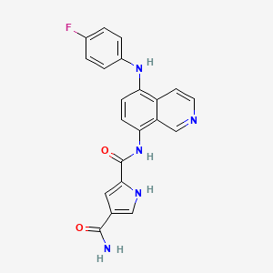 molecular formula C21H16FN5O2 B7427617 2-N-[5-(4-fluoroanilino)isoquinolin-8-yl]-1H-pyrrole-2,4-dicarboxamide 