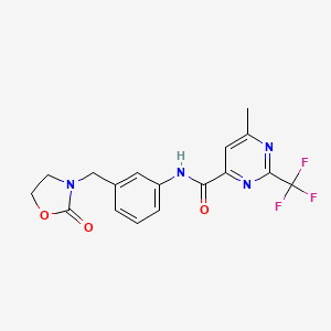 6-methyl-N-[3-[(2-oxo-1,3-oxazolidin-3-yl)methyl]phenyl]-2-(trifluoromethyl)pyrimidine-4-carboxamide