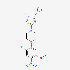 1-(5-cyclopropyl-1H-pyrazol-3-yl)-4-(2-fluoro-5-methoxy-4-nitrophenyl)piperazine