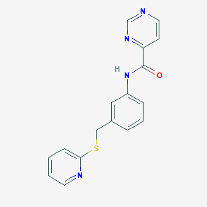 molecular formula C17H14N4OS B7427713 N-[3-(pyridin-2-ylsulfanylmethyl)phenyl]pyrimidine-4-carboxamide 