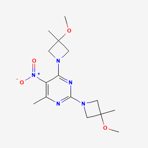 molecular formula C15H23N5O4 B7427822 2,4-Bis(3-methoxy-3-methylazetidin-1-yl)-6-methyl-5-nitropyrimidine 