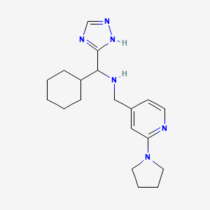 1-cyclohexyl-N-[(2-pyrrolidin-1-ylpyridin-4-yl)methyl]-1-(1H-1,2,4-triazol-5-yl)methanamine