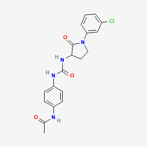 molecular formula C19H19ClN4O3 B7427849 N-[4-[[1-(3-chlorophenyl)-2-oxopyrrolidin-3-yl]carbamoylamino]phenyl]acetamide 