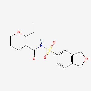 molecular formula C16H21NO5S B7427850 N-(1,3-dihydro-2-benzofuran-5-ylsulfonyl)-2-ethyloxane-3-carboxamide 