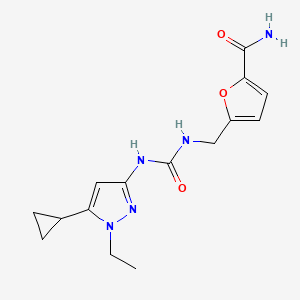 molecular formula C15H19N5O3 B7427852 5-[[(5-Cyclopropyl-1-ethylpyrazol-3-yl)carbamoylamino]methyl]furan-2-carboxamide 