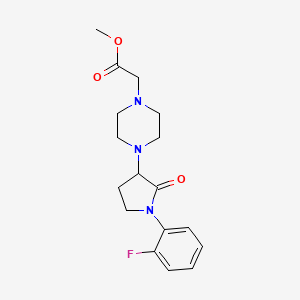 molecular formula C17H22FN3O3 B7427853 Methyl 2-[4-[1-(2-fluorophenyl)-2-oxopyrrolidin-3-yl]piperazin-1-yl]acetate 