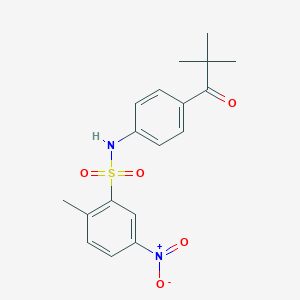 molecular formula C18H20N2O5S B7427902 N-[4-(2,2-dimethylpropanoyl)phenyl]-2-methyl-5-nitrobenzenesulfonamide 